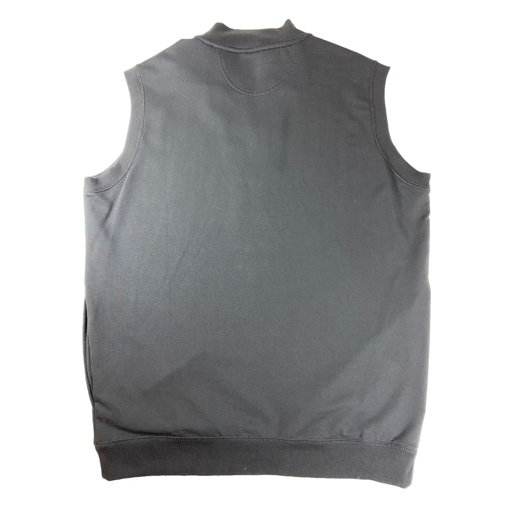 HORN LEGEND Men Quarter Zip Vest L Black Supima Stretch Luxury Sleeveless Jacket - Picture 6 of 6